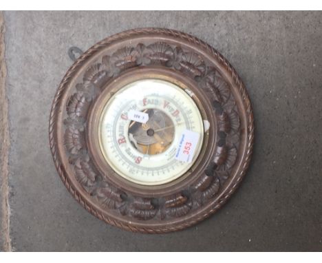 ROUND CARVED BAROMETER. D26CM