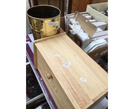 BREAD BIN AND BRASS STICK STAND