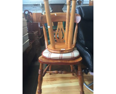 A PINE STOOL AND CHAIR