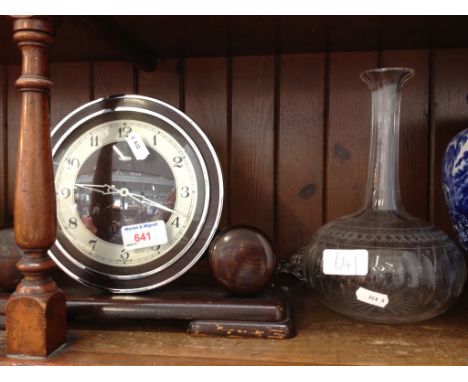 MANTEL CLOCK AND GLASS DECANTER
