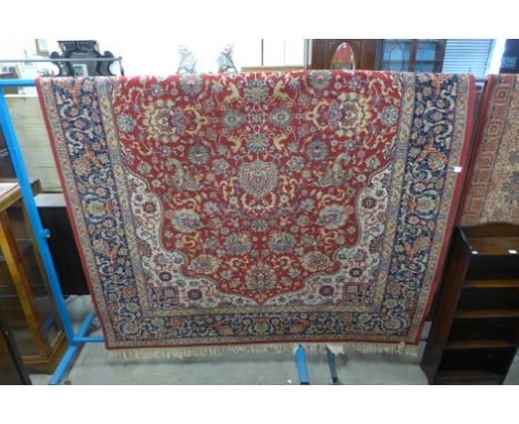 A large red ground rug