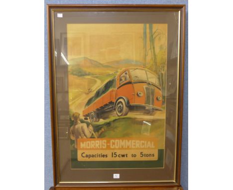 A vintage Morris-Commercial poster, framed