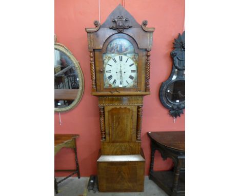 A Victorian inlaid mahogany 8-day longcase clock, the painted dial signed William Morton, Cam'nethan