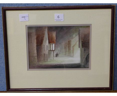 Bernard Wheadon, "Thames Street, Old Poole", watercolour, framed and signed, 37cm x 30cm