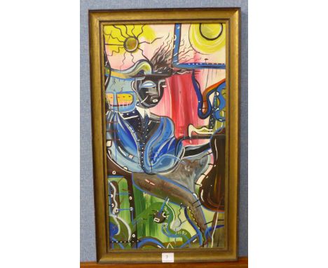 Peter Spowage, abstract portrait, oil on panel, framed