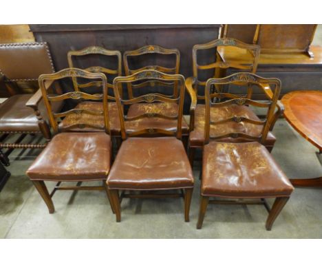 A set of six Chippendale Revival mahogany dining chairs