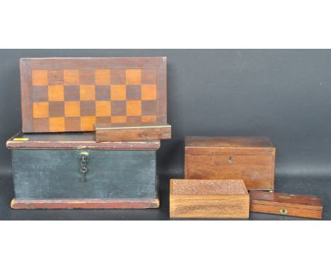 A collection of Victorian 19th century &amp; later early 20th century and later wooden boxes to include a mahogany tea caddy 