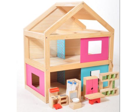 Habitat - Marianne range - A vintage 20th century Habitat Danish inspired dolls house having a show wood frame with coloured 