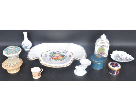 A collection of early 20th century and later china items to include a Royal Worcester tri-handle cup, a Royal Worcester stem 