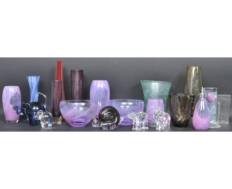 A large collection of vintage retro mid 20th century Murano and Caithness glass items to include an assortment of Caithness g