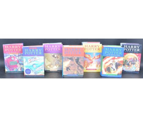 A collection of first edition Bloomsbury publishing hard back Harry Potter books by J. K. Rowling. To include The Philosopher