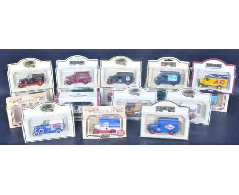 A collection of vintage 20th century Lledo diecast matchbox toy car models within original boxes to include Hofmeister, Cliff