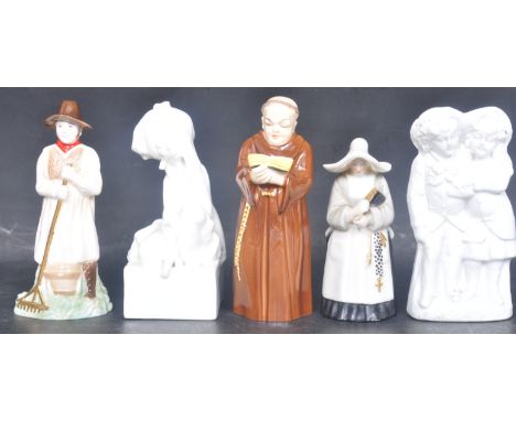 A group of five 20th century Royal Worcester figures to include The Thief modelled by Gwendolen Parnell, The Abbess, The Monk