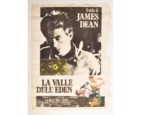A large vintage 20th century French movie film poster for La Valle Dell ' Eden / East of Eden starring James Dean. Directed b