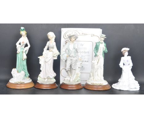 A vintage 20th century limited edition bone china Coalport&nbsp; Louisa At Ascot figurine accompanied by four Italian porcela