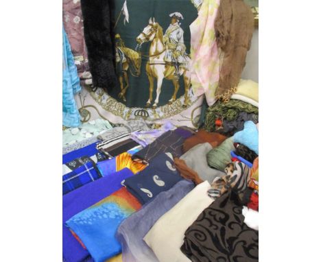 A collection of scarves to include examples by Paul Costelloe, Salvatore Ferragamo, Helen David, Jaeger, Kaliko, Trixi Schobe