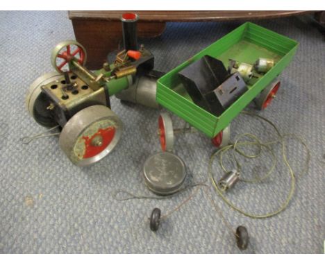 A Mamod steam engine A/F and trailer with parts A/F