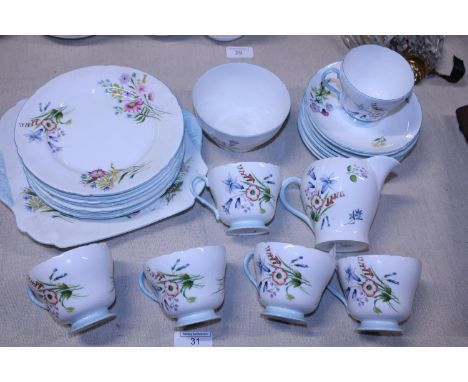 A vintage Shelley bone china tea service 'Wild Flowers' 13668 