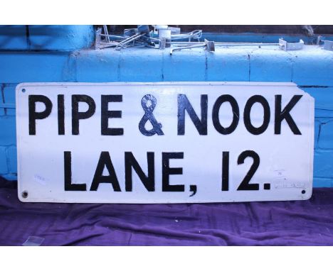 A cast vintage Pipe &amp; Nook Lane street sign Leeds 12, shipping unavailable 