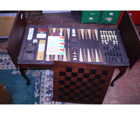 A vintage gaming coffee table (chess, backgammon, draughts, cards). Postage unavailable 