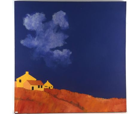 John Lucas (British 20th century), Red landscape, oil on canvas, signed lower right, 76 x 76cm. UnframedCondition Report:  Sl