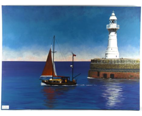 John Lucas (British 20th century), Out of Dover, oil on canvas, 76 x 102cm. Unframed. . Condition Report:  Generally good app
