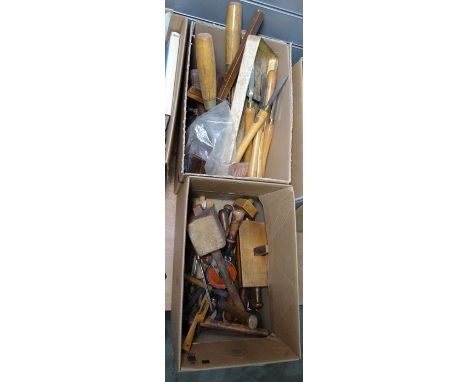 Large quantity of vintage tools including files, chisels, etc (2 boxes)