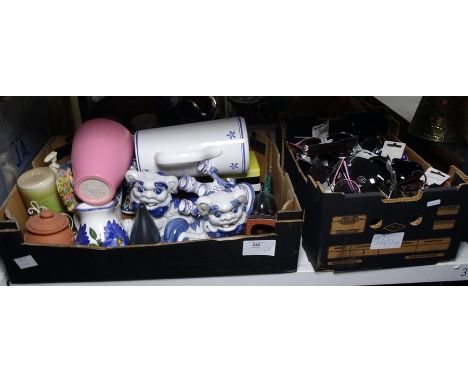 Large collection of sunglasses, many with labels, appear to come from Tu (Sainsburys), assorted ceramics including blue and w