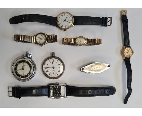 Collection of watches to include Timex gent's example, Lorus example, silver-cased pocket watch, Ingersoll stopwatch, etc (1 