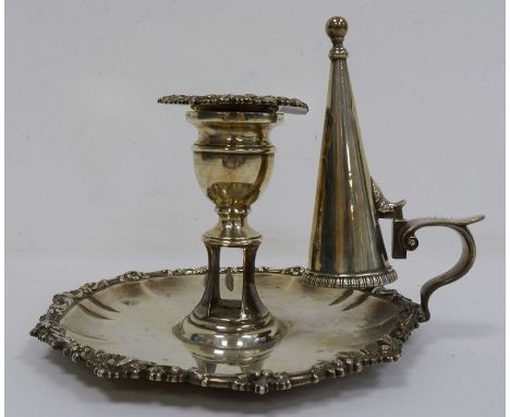 George IV silver chamberstick with floral relief decoration, London 1826, makers Rebecca Emes and Edward Barnard, 13.5oz ?Con