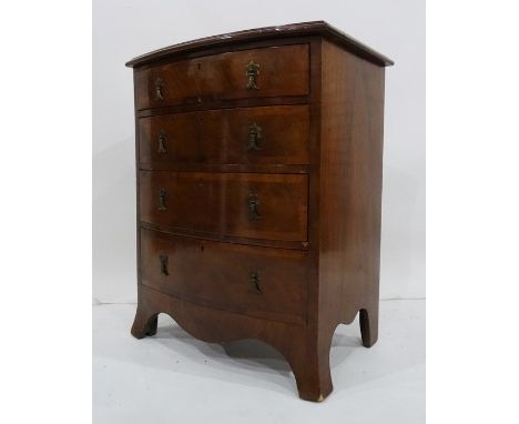 20th century mahogany bow front chest of four long drawers, 60 x 76cmCondition ReportSurface scratches, scuffs and knocks to 