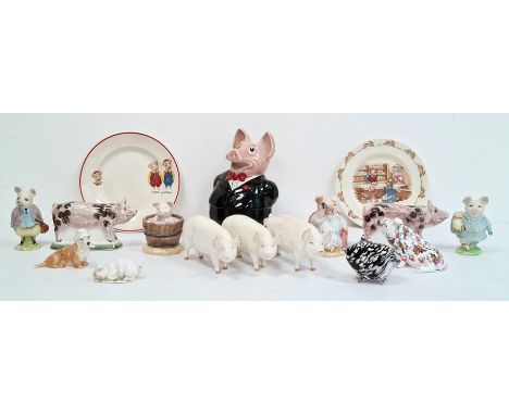 Various ceramic pigs to include Beswick, Nymphenburg, Beatrix Potter 'Little Pig Robinson Spying', a glass pig and a Royal Wo