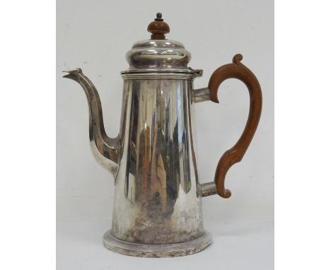 Edward VIII silver coffee pot with brown resin handle (finial loose), Sheffield 1936, maker's H&A, 21.5oz in total 