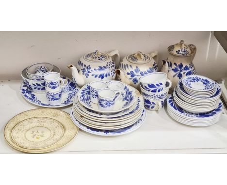 Heal & Sons patterned part dinner and tea service, white ground with blue floral spray decoration, a Royal Staffordshire pott