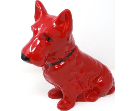 Rare large Sylvac red sitting dog, H: 24 cm. P&amp;P Group 2 (£18+VAT for the first lot and £3+VAT for subsequent lots) 