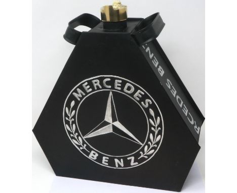 Black Mercedes petrol can, H: 34 cm. P&amp;P Group 3 (£25+VAT for the first lot and £5+VAT for subsequent lots) 