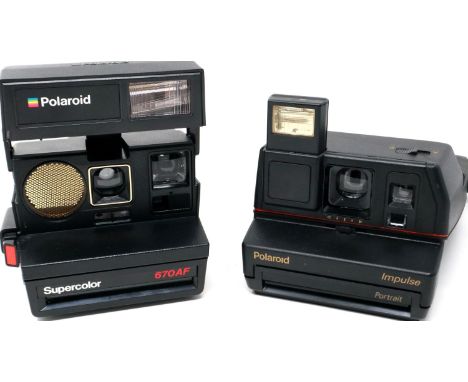 2 Polaroid 600 cameras, Supercolour 670AF &amp; Polaroid Impulse, film is available to buy for both. P&amp;P Group 1 (£14+VAT