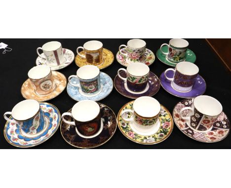 Set of twelve Coalport museum historic coffee cups and saucers. P&amp;P Group 3 (£25+VAT for the first lot and £5+VAT for sub