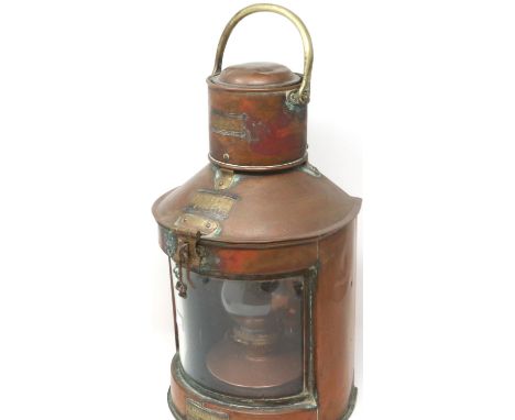 Meteorite copper ships masthead lantern number 82818. P&amp;P Group 3 (£25+VAT for the first lot and £5+VAT for subsequent lo