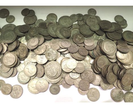 A large quantity of post-1920 silver coins, mostly George V/VI, combined 190g. P&amp;P Group 2 (£18+VAT for the first lot and