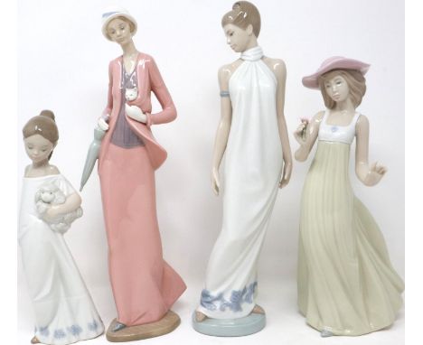 Four Nao figurines, largest H: 28 cm, no cracks or chips. P&amp;P Group 3 (£25+VAT for the first lot and £5+VAT for subsequen