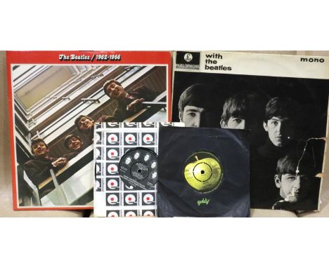 Two Beatles LPs, With The Beatles mono and The Beatles 1962-1966, with two singles Imagine and Happy Christmas (War is Over),