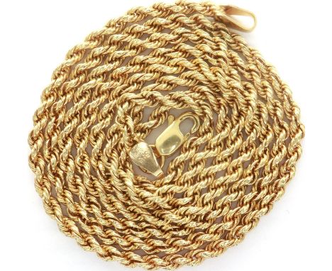 14ct gold rope-twist form neck chain, L: 60 cm, 13.1g. P&amp;P Group 1 (£14+VAT for the first lot and £1+VAT for subsequent l