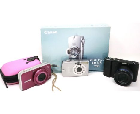 Four digital cameras, including Canon and Sanyo. P&amp;P Group 2 (£18+VAT for the first lot and £3+VAT for subsequent lots) 