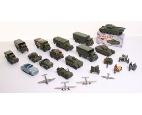 Dinky Military vehicles, boxed 651 Centurion tank, fair condition, some chips/rubs, box good, 621 3 ton Army truck, 622 10 to