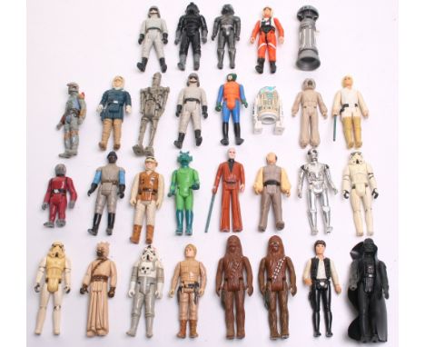 Selection of Vintage Star Wars Action Figures consisting of Luke Skywalker (yellow hair), Han Solo large head, Luke Skywalker