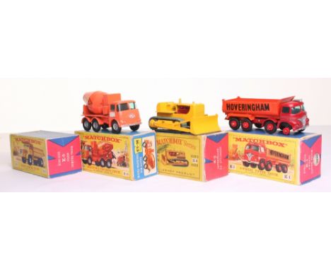 Three Matchbox Kingsize Boxed models,K-1 Foden 8 –wheel ‘Hoveringham’ tipper truck, red cab, orange tipper, red plastic wheel