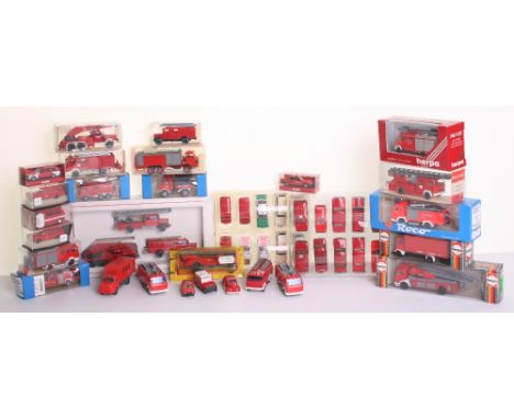 Quantity of Boxed/Unboxed Plastic Fire/Police/Ambulance Models, including Wiking, Roco, Herpa and Praline, 1:160 &amp; 1:87 s