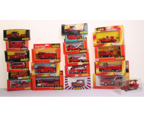 Twenty Solido (France) Fire Emergency Appliances,23D Peugeot 504 Pompiers, 42 Renault Van, 2 x 350B Berliet Paris Fire Engine