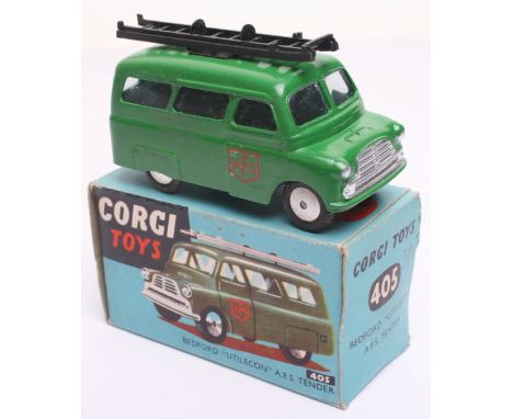  Corgi Toys 405 Bedford “Utilecon” A.F.S. Tender green body, ladder, flat spun wheels, in mint condition, with a good early b